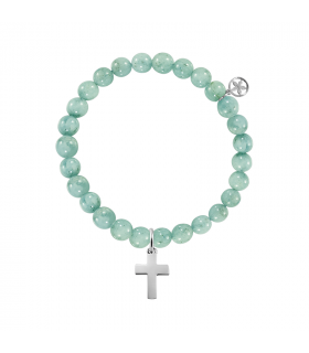 Pulsera bolas con cruz