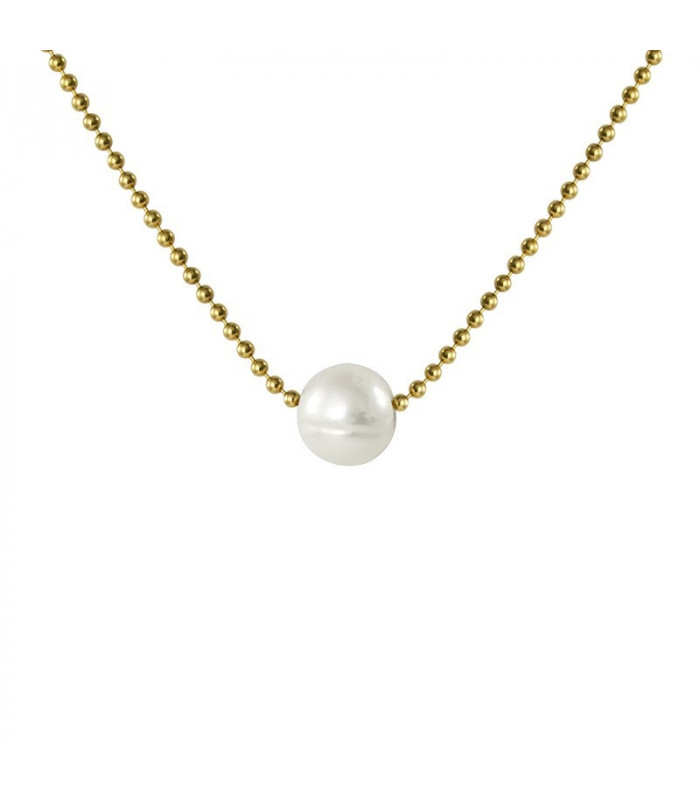 Midi pearl necklace in silver and gold | Hago