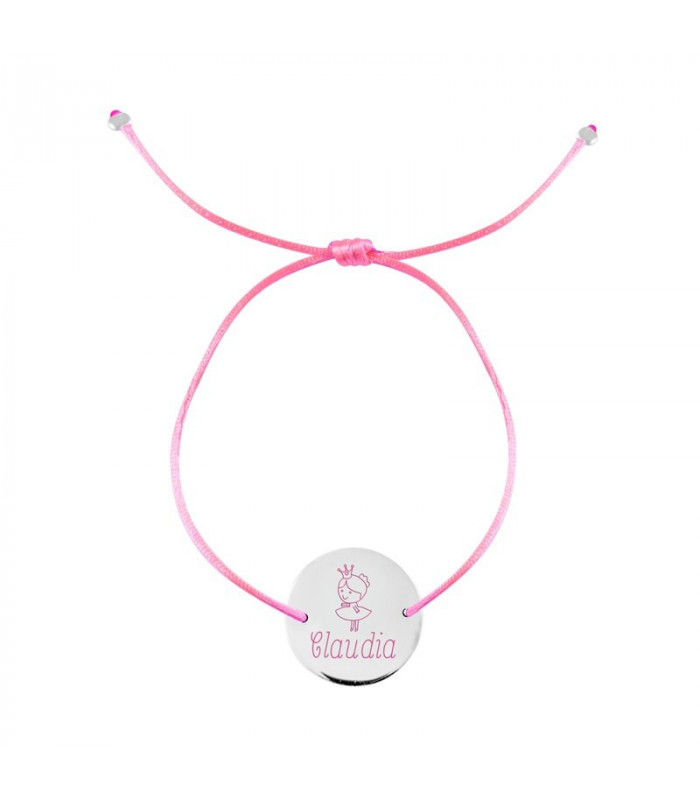 Personalized girl bracelet with medal and thread | Hago