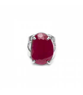 Anillo piedra roja en plata