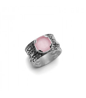 Anillo Vermont plata cuarzo rosa