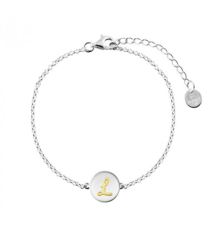 Customizable silver bracelet with gold initial. Cheap bracelet