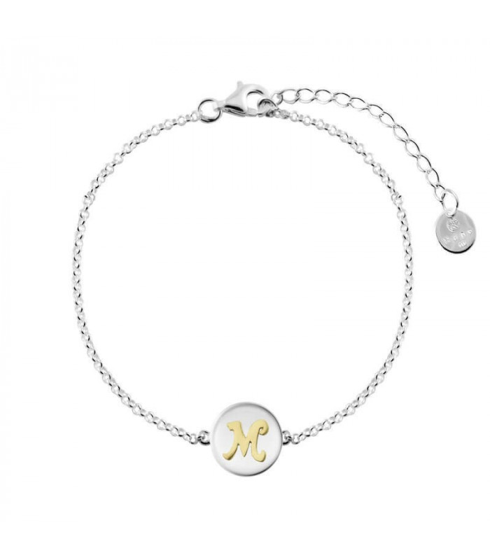 Pulsera de plata personalizable inicial oro