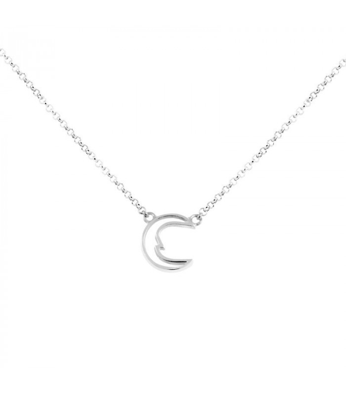 Moon necklace in silver and golden silver | Designer choker