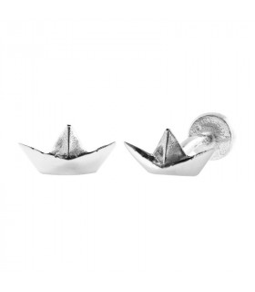 Sterling silver paper boat cufflinks