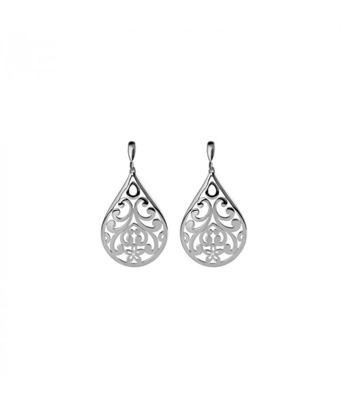 Silver teardrop earrings with openwork