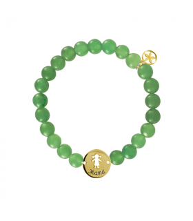 Ball bracelet with perforated medal gold plated brass