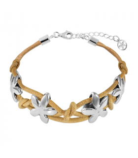 Camel leather jasmine bracelet