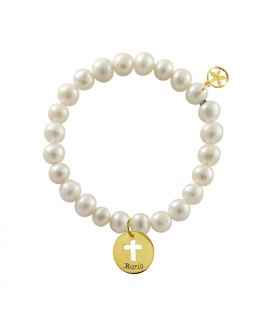 Ball bracelet with medal gold plated brass pendant