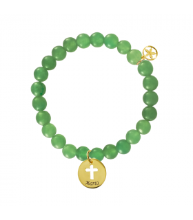 Ball bracelet with medal gold plated brass pendant