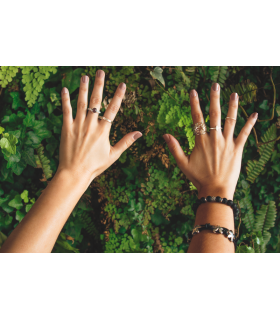 Jasmine bracelet with leather