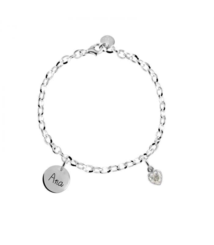 Pulsera de plata medallas Slim con circonita