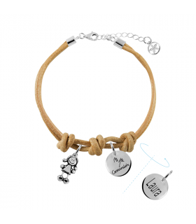 Pulsera de cuero comunión con charm