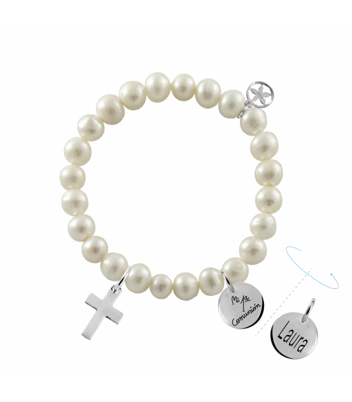 Cross bracelet with pearls for communion