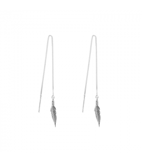 Feather earrings in silver