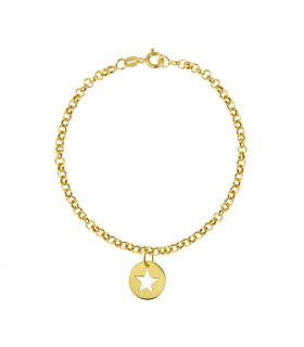 Pulsera personalizada con medalla calada de oro