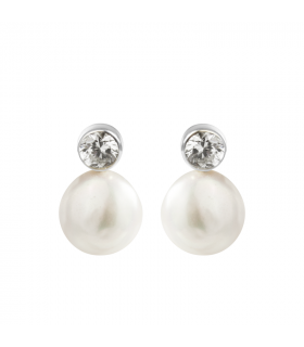 Earrings with pearl and zirconia