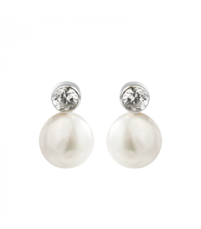 Earrings with pearl and zirconia