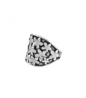 Anillo jazmín relieve en plata