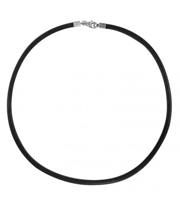 Black leather cord with silver terminals