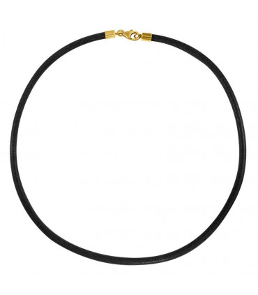 Black leather cord with golden terminals