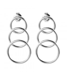 Triple silver hoop earring