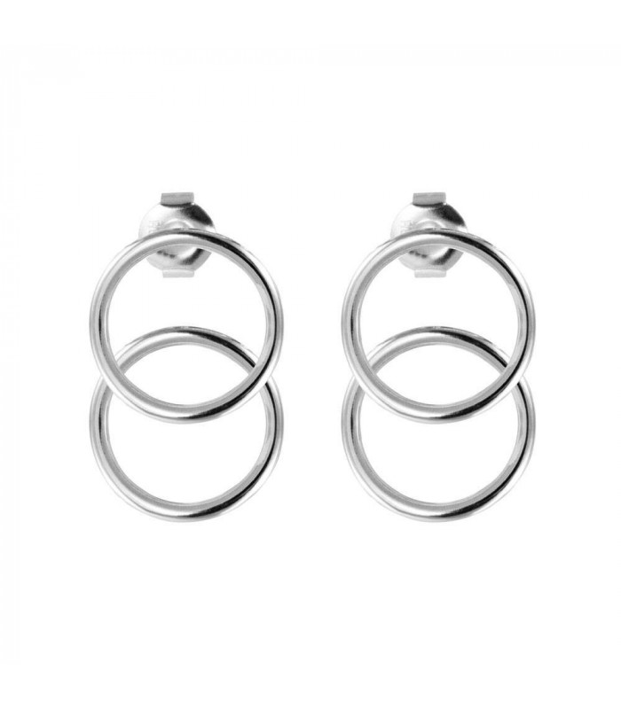 Double silver hoop earring