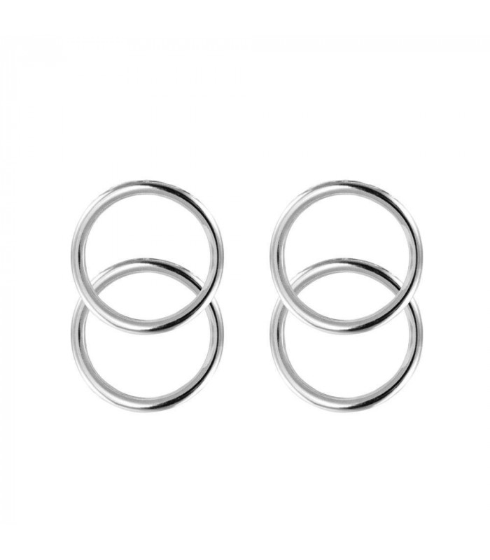 Pendientes aros dobles plata