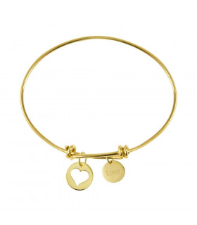 Gold bracelet with heart and love medals