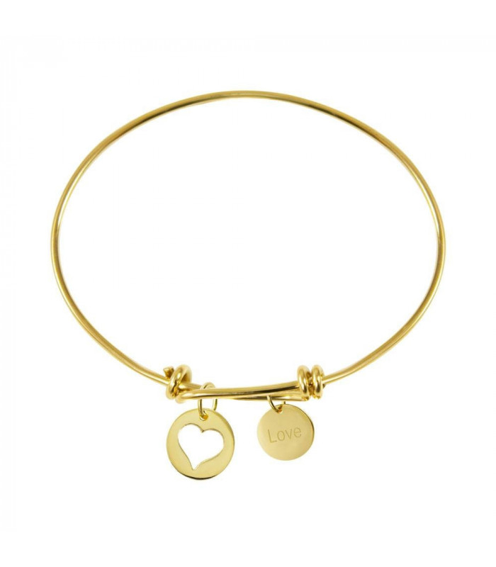 Gold bracelet with heart and love medals