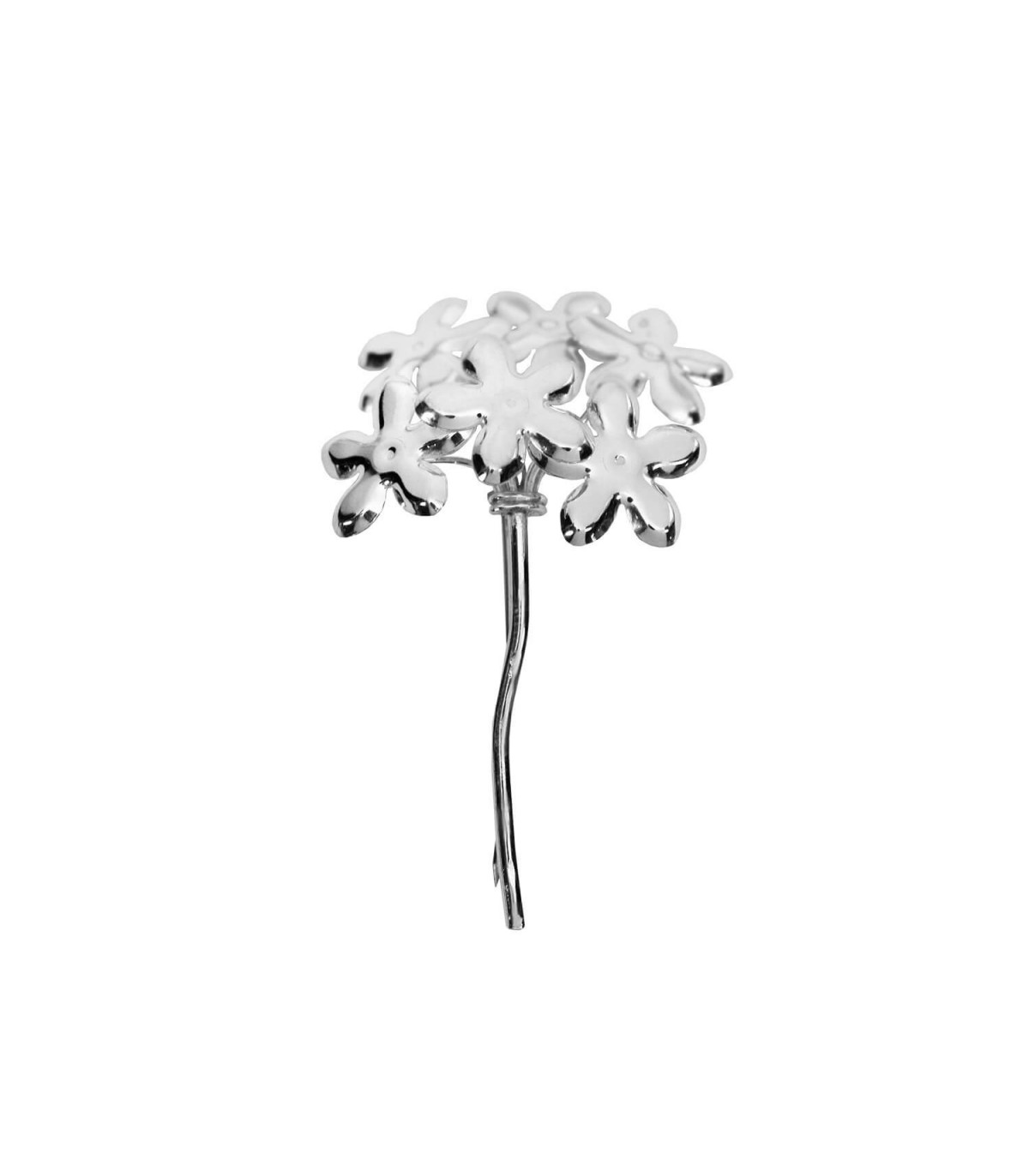 Broche de flores de biznaga de plata