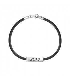 Bracelet with date and black leather