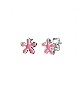 Enamel silver flower earring