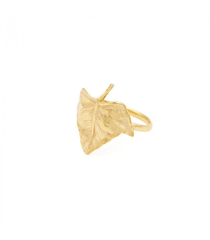 Golden autumn leaf ring