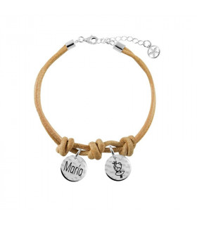 Pulsera cuero personalizada nombres plata