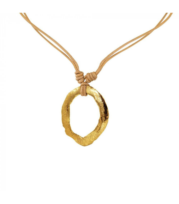 Gold plated deformed hoop pendant