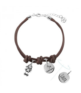 Leather bracelet with Slim and Charm