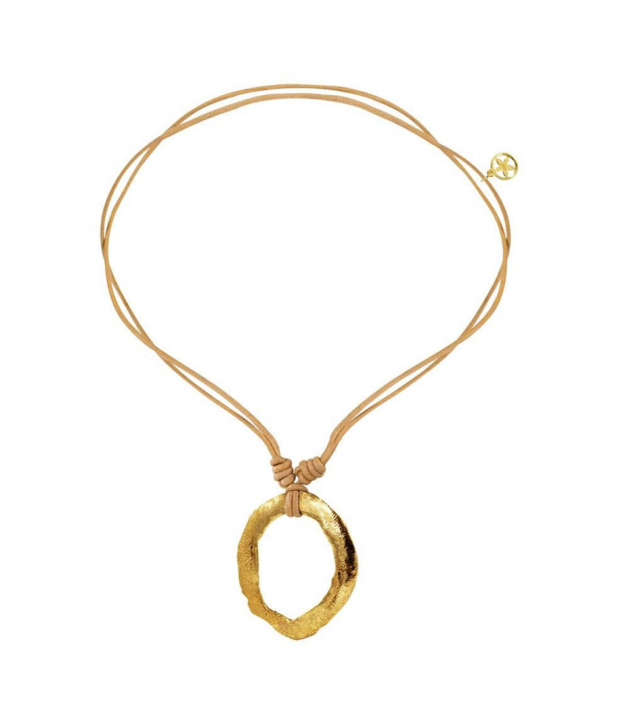 Gold plated misshapen hoop necklace