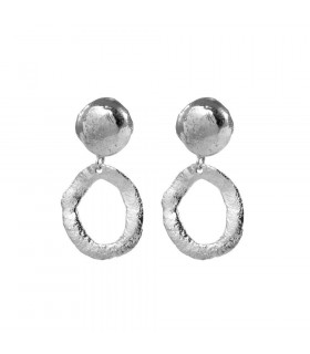 Silver wax circle earring