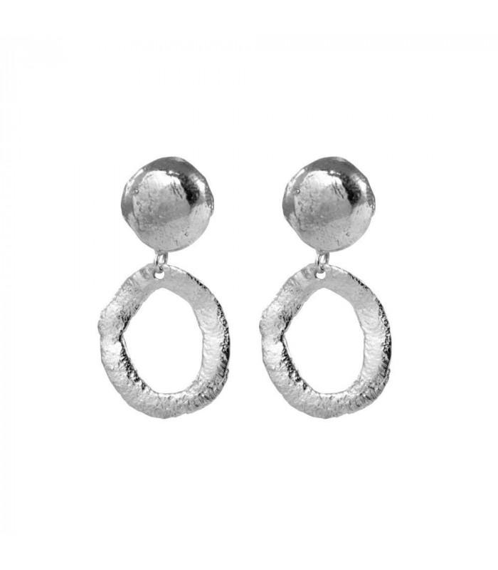 Silver wax circle earring