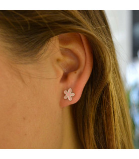 Enamel silver flower earring