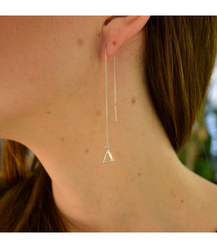 Silver triangle earring