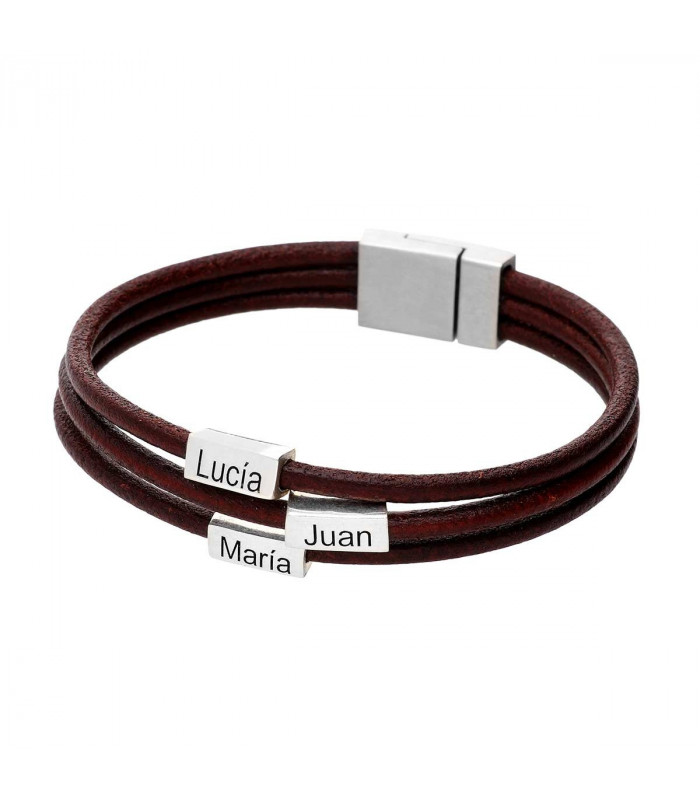 Leather bracelet with names