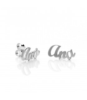 Silver name earrings