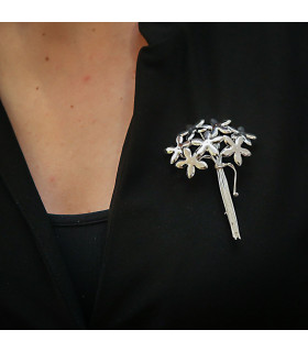 Silver jasmine corsage brooch