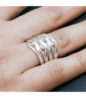 Silver and gold eye ring