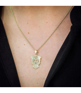 Gold Mexican Skull Pendant Frida