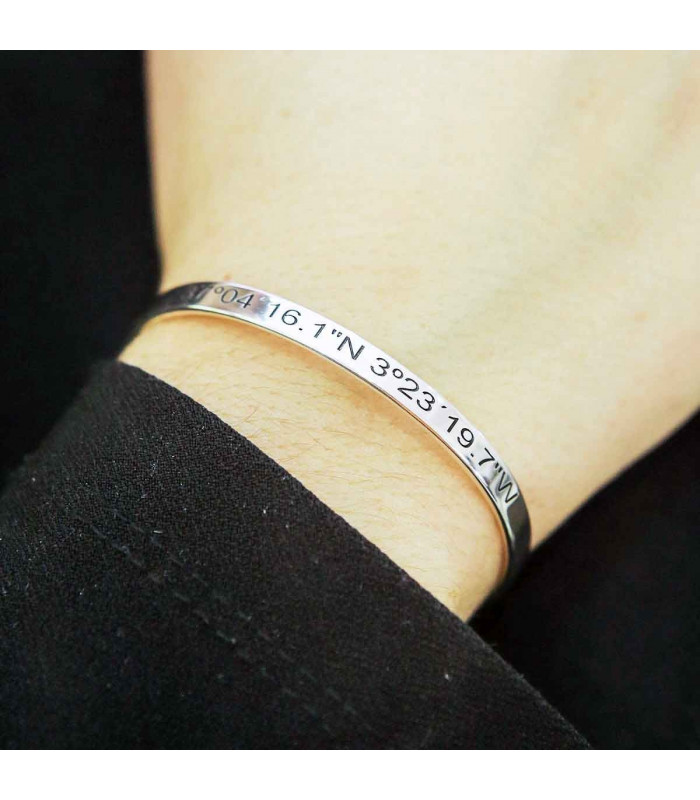 Silver coordinates bracelet of your ideal place | HAGO