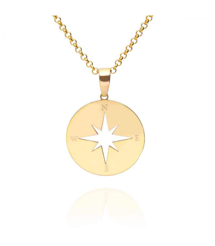 Gold wind rose pendant