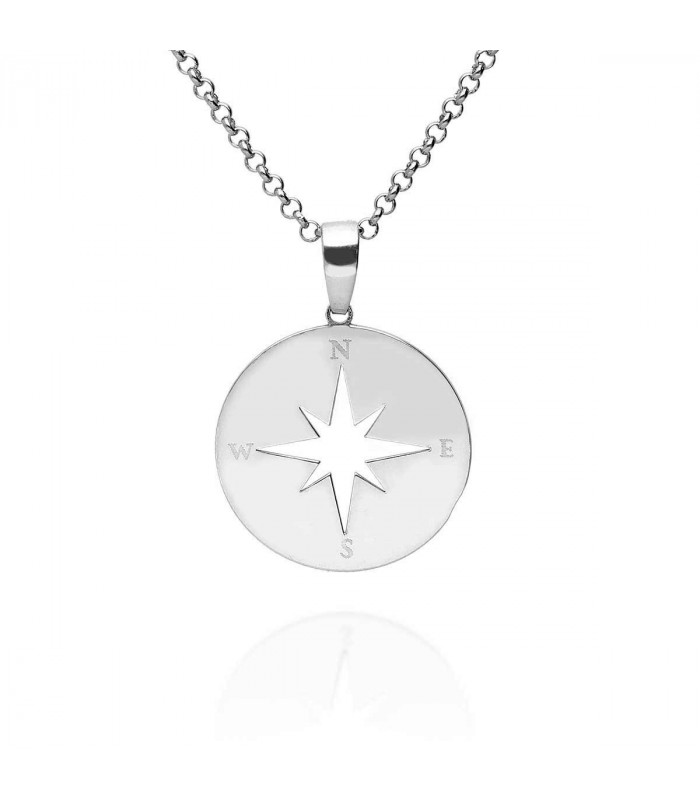 Silver wind rose pendant